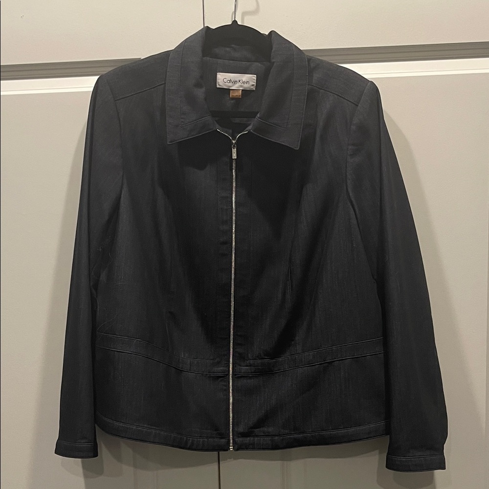 Calvin Klein Women's Midnight Blue Denim zip Jacket size 14W
